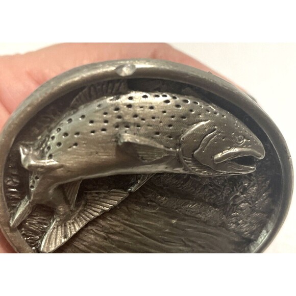 Vintage Bergamot Brass Works Bass Fish Belt Buckle Fishing Fisherman 1977 E-143 - Picture 4 of 7